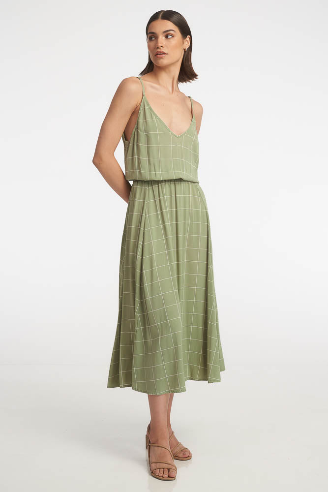 Sophia Midi Dress / Moss Tiles